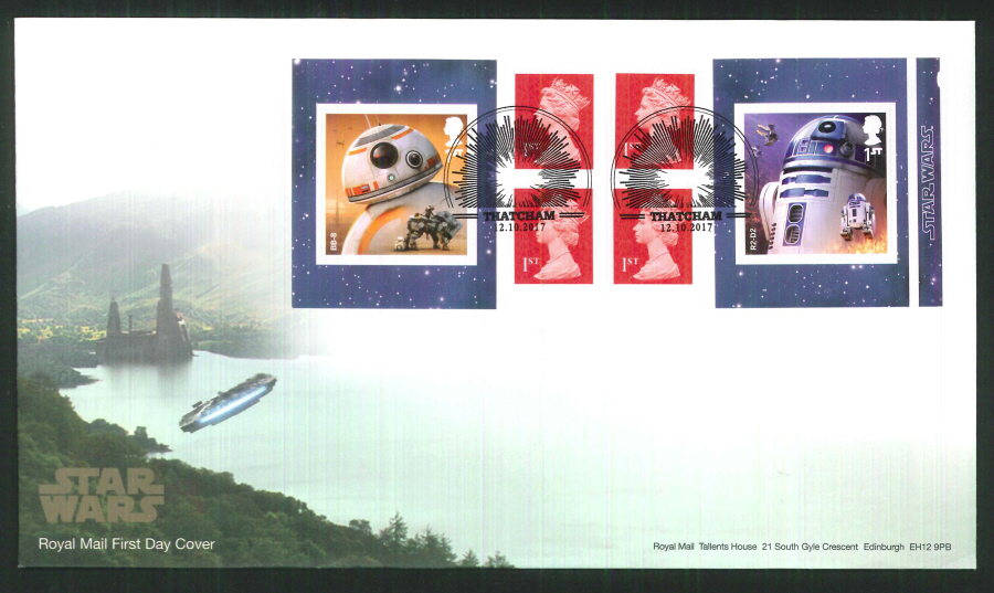 2017 - First Day Cover "Star Wars" Droids Retail Booklet, Royal Mail, Thatcham Pictorial Postmark - Click Image to Close